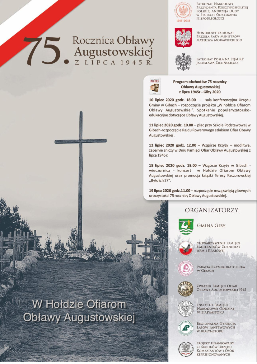 Szczegółowe informacje na temat obchodów 75. rocznica Obławy Augustowskiej w Gibach